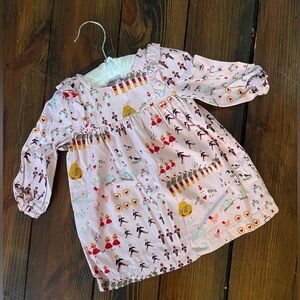 Hanna Andersson Pink Dress with 12 Days of Christmas design- 12-18 months